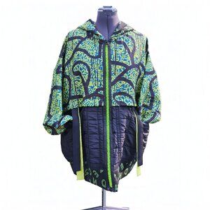 Black Lime Green Blue Quilted hoodie Jacket Plus Size